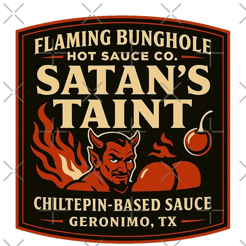 The Flaming Bunghole Hot Sauce Co Satan's Taint-label
